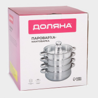 Мантоварка-пароварка Доляна &laquo;Классика&raquo;, d=24 см, 4 уровня (нижний уровень 3.6 л), индукция, нержавеющая сталь