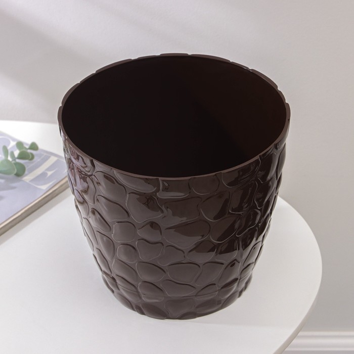 Горшок с поддоном &laquo;Камешки&raquo;, 5 л, цвет шоколадный