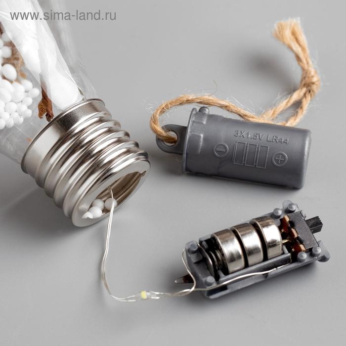 Ёлочный шар &laquo;Шишки с желтой мишурой&raquo;, батарейки, 5 LED, свечение белое