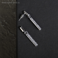 Серьги со стразами &laquo;Геометрия&raquo; тонкий цилиндр, цвет белый в серебре