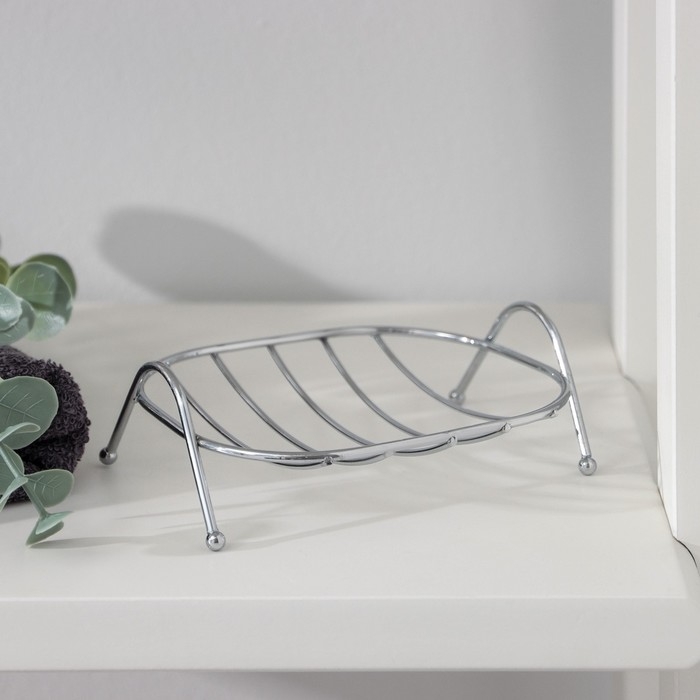 Мыльница на ножках Доляна &laquo;Сибарит&raquo;, 12&times;9,5&times;4 см, цвет хромированный