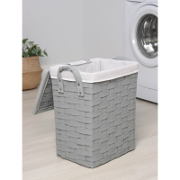 Корзина для белья Доляна &laquo;Плетение&raquo;, с крышкой, 42&times;27&times;45 см, цвет серый