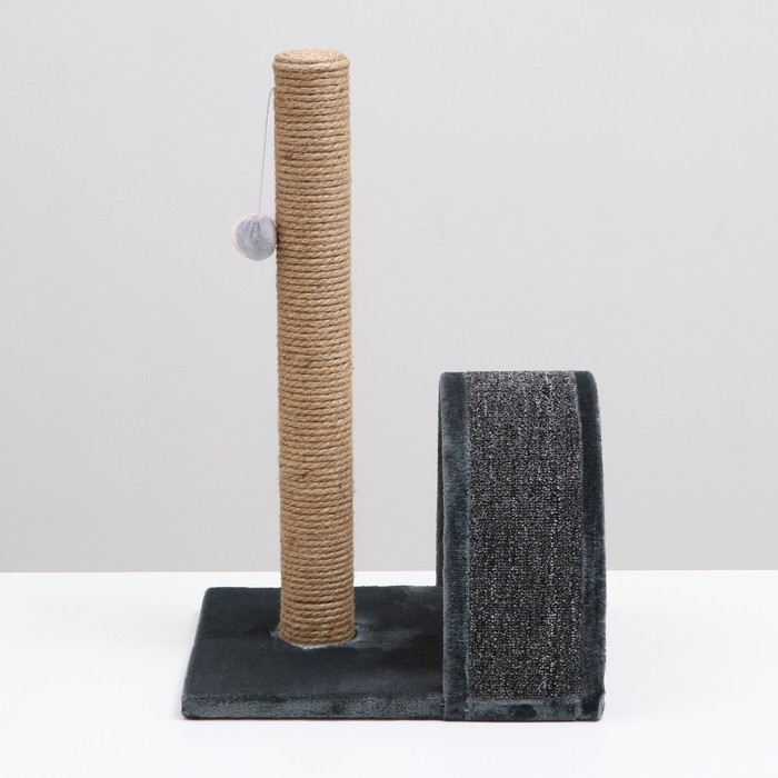 Когтеточка "Столбик" с дугой и игрушкой, 35 х 30 х 54 см,  микс цветов