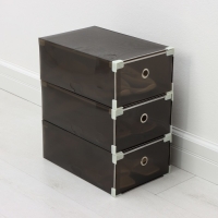 Коробка для хранения обуви выдвижная Доляна Large size, 22&times;34&times;13 см, 3 шт, цвет черный