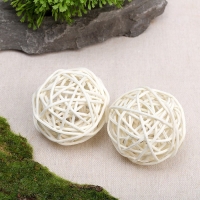 Шар декоративный из лианы, набор 2 шт., размер 1 шт. &mdash; 5 см, цвет белый
