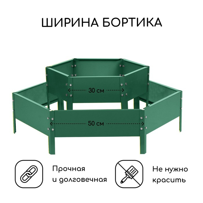 Клумба оцинкованная, 2 яруса, d = 60&ndash;100 см, h = 30 см, зелёная, Greengo