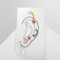 Серьги &laquo;Каффы&raquo; фантазия, набор 5 шт., цветные с золотом