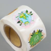 Наклейка бумага "Экология. Мультяшная" d=2,5 см 252 шт в рулоне