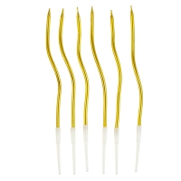 Свечи для торта 6 шт. серпантин + 5 воздушных шаров, золото