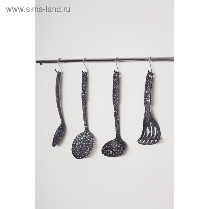 Ложка гарнирная Доляна &laquo;Мрамор&raquo;, 30,5 см, цвет чёрный