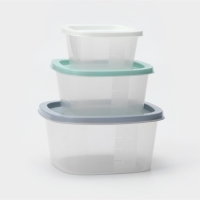 Набор контейнеров квадратных BioFresh, 3 шт: 0,23 л, 0,5 л, 0,9 л, цвет прозрачный, крышка МИКС