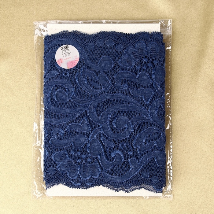 Кружевная эластичная ткань, 175 мм &times; 2,7 &plusmn; 0,5 м, цвет синий