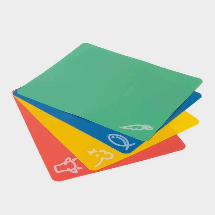 Доски разделочные гибкие Доляна, набор 4 шт., 34.5&times;27.5&times;0.1 см, ассорти