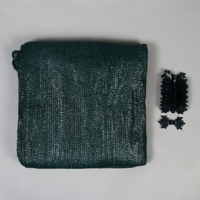 Сетка затеняющая, 10 &times; 3 м, плотность 55 г/м&sup2;, зелёная, в наборе 27 клипс