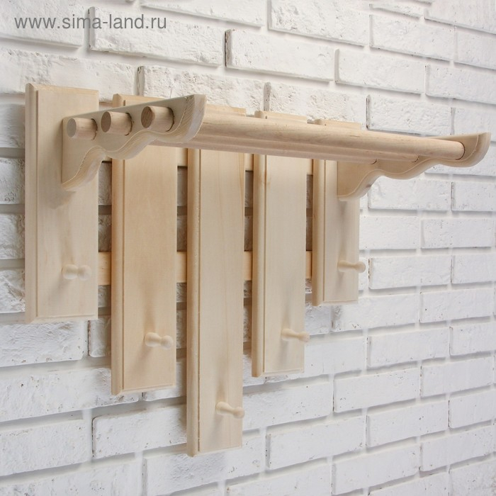 Полка вешалка с сушилкой, 5 крючков, 58&times;50&times;30 см