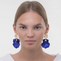 Серьги ассорти &laquo;Ветер&raquo; мятые треугольники, цвет сине-золотой