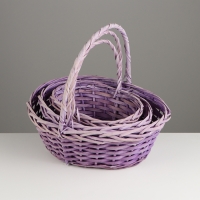 Набор корзин плетеных, 38х30хH14/35см, 33x25xH12.5/30см, 28x20xH11/25см, 3 шт, ива