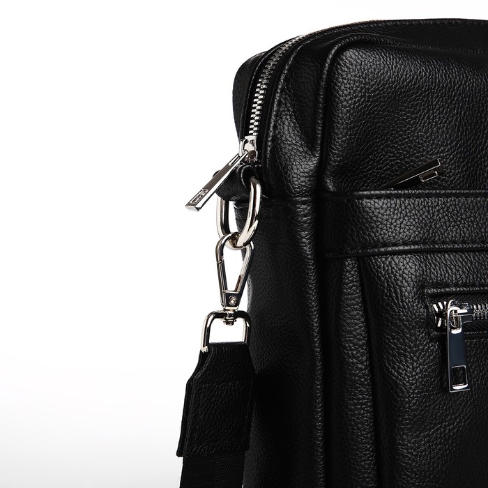 Сумка мужская через плечо TEXTURA, искусственная кожа, цвет чёрный