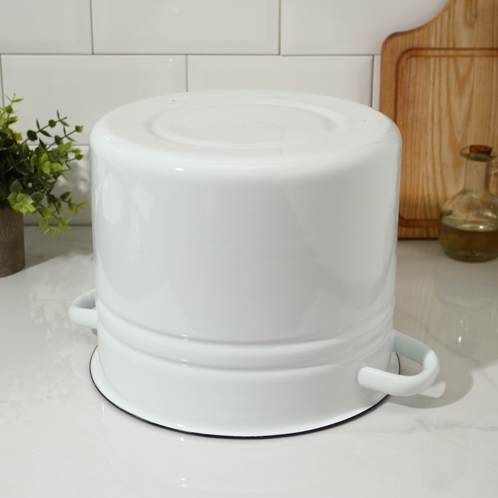 Кастрюля эмалированная без деколи, 9 л, индукция, ручка МИКС, цвет белый