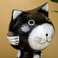 Сувенир "Кот рыбак" дерево 10х10х16 см, цв. чёрно-белый