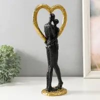 Фигурка полистоун &laquo;Абстракция. Поцелуй у сердца&raquo;, золото с чёрным, 14.5&times;9&times;32 см