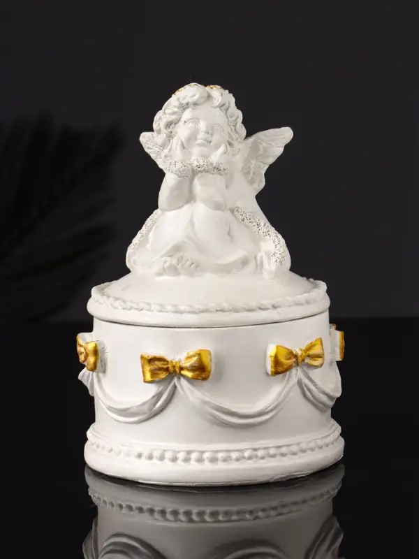 Шкатулка с бантами "Ангел " 12х9 см, перламутр