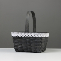 Корзина плетёная, с кружевом, 22&times;17&times;11 см, ручка h=16 см, ива, серая