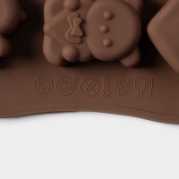 Форма для конфет и шоколада Доляна &laquo;Счастье есть&raquo;, силикон, 21&times;11&times;1,5 см, 15 ячеек, цвет коричневый