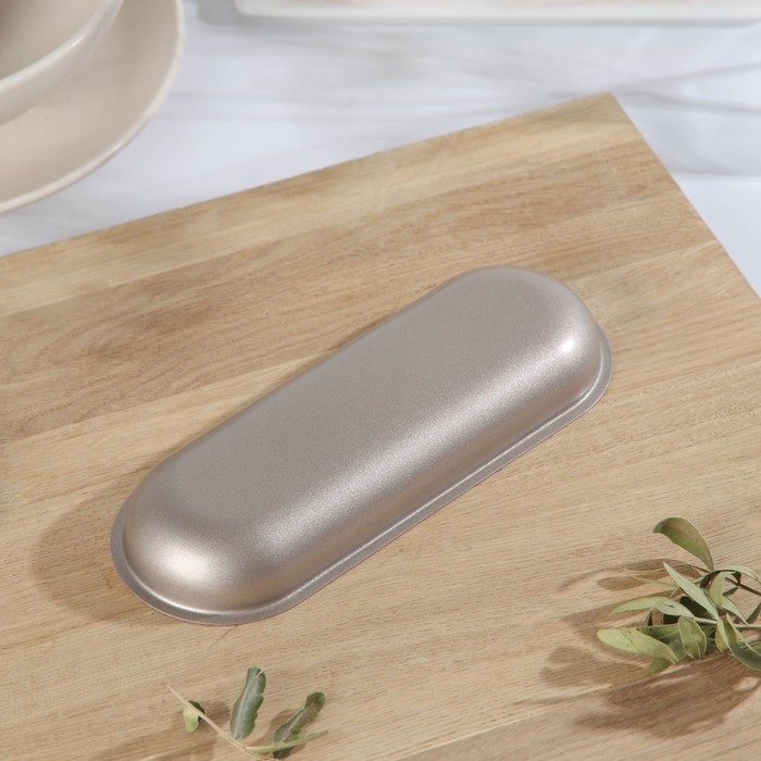 Форма для выпечки &laquo;Овал&raquo;, 19&times;7&times;2,5 см, антипригарное покрытие, цвет золотой