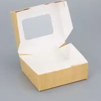 Контейнер на вынос, с окном, крафт, 10&times;8&times;3.5 см