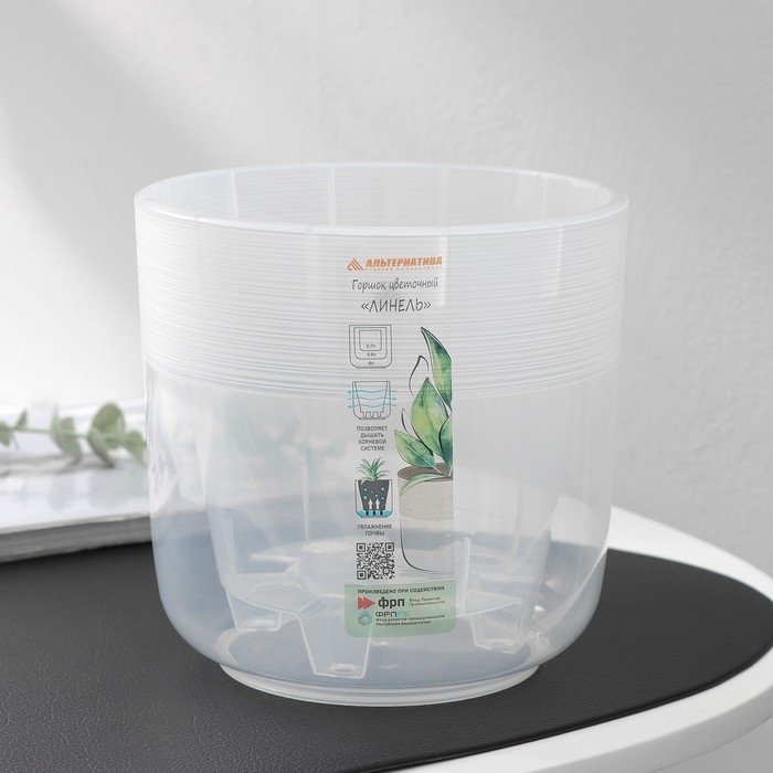 Кашпо для цветов со вставкой &laquo;Линель&raquo;, 2,7 л, d=16 см, h=16 см, прозрачный