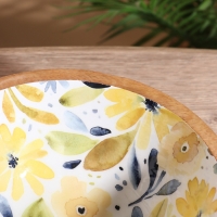 Салатник &laquo;Желтые и синие цветы&raquo;, 25&times;25&times;10 см, дерево манго