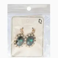 Серьги со стразами "Овал грань", цвет изумрудный в золоте