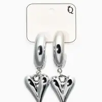 Серьги "Новый стиль", сердечки, цвет серебро d2,5см