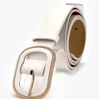Ремень жен 05-01-07-01, Июнь2507, 3*0,3*110 см, без винта, пряж золото+пласт, 1 прокол, бел   109031