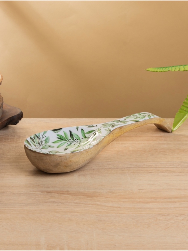 Подставка под ложку "Оливковая ветвь" дерево манго 25,5х9х3,8 см