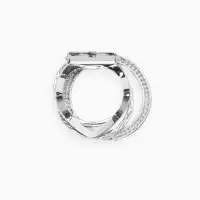 Зажим для платка "Узоры" круг, цвет белый в серебре