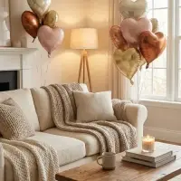 Воздушные шары фольгированные 17" "Сердце" цвет розовый сатин, набор 5 штук