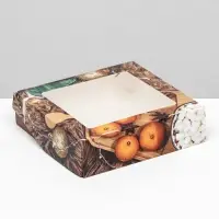 Коробка подарочная новогодняя складная с окном &laquo;Фрукты&raquo;, 15&times;15&times;4 см