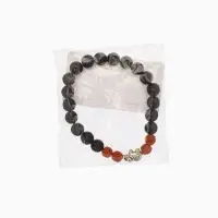 Браслет "Слоник" лава, рудракша, длина 18 см, цв. чёрный, коричневый