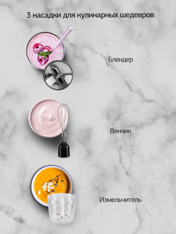 Блендер погружной HYB-H3824 800Вт серебристый