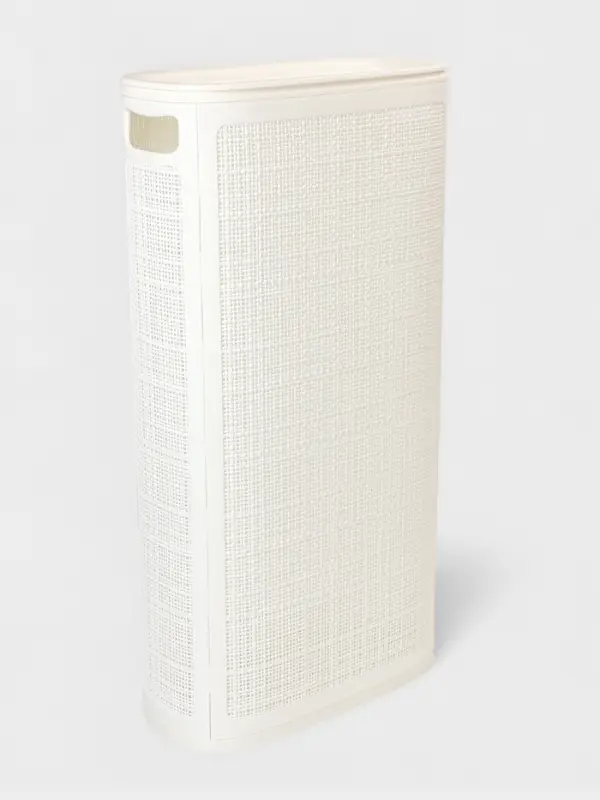 Плетёная корзина для белья с крышкой "Лён" 60л 43&times;20&times;80см, цвет белый