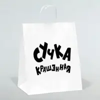 Пакет подарочный с приколами, крафт &laquo;Крашенная&raquo;, белый, 24&times;14&times;28 см