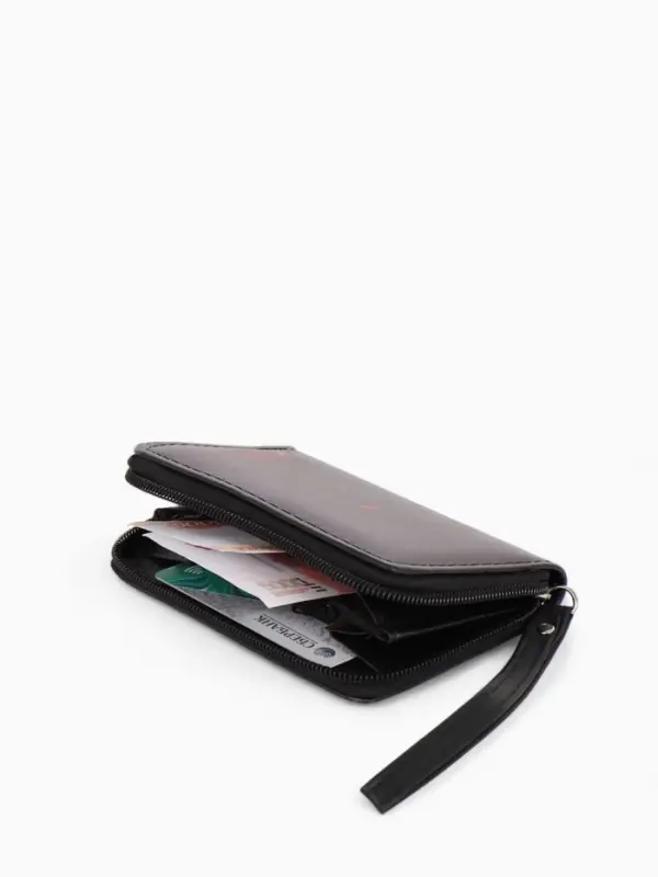 Кошелек дет 07-01-01 Июнь2529 волк, 12*1,5*9 см, 2 отд+отд/молн, д/карт, черный