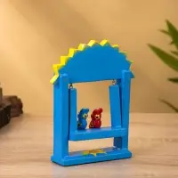 Сувенир "Зайки на качелях" дерево 11х5,4х14,4 см, цв. синий