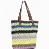 Сумка пляжная Полосы, 45*12*38, отд на молнии, подкладка, зел/син/черный