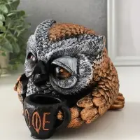 Копилка "Сова с чашкой" 15х18 см, бронза с серебром