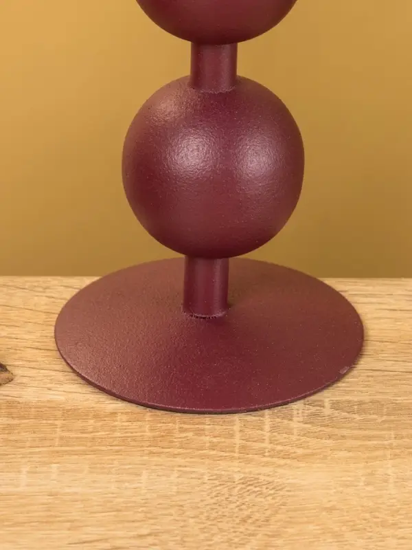 Подсвечник на 1 свечу текстурный "Баклажановый" с 2 сферами 8,5х8,5х18 см