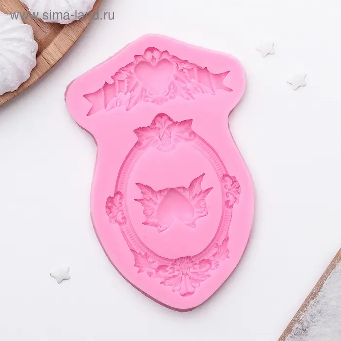 Молд &laquo;Сердца, рамка, лепнина&raquo;, силикон, 12,5&times;8,2&times;1,1 см, цвет МИКС