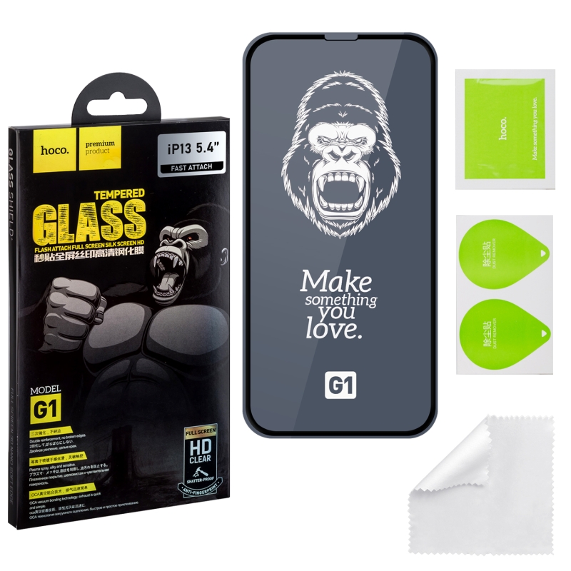 Защитное стекло IPH 13 Mini 5.4 (2021) Full Screen G1 HOCO черное